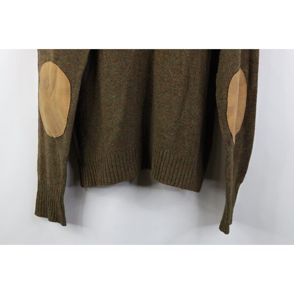 Vtg 50s Mens XL Distressed Rainbow Fleck Elbow Patch Wool Knit V-Neck Sweater - Picture 14 of 14